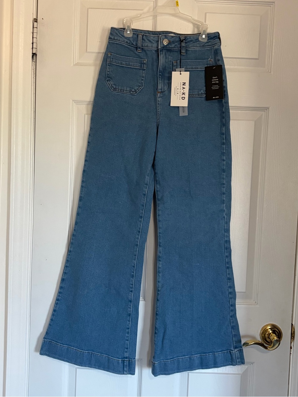 Wide Leg High-Rise Women's Jeans - Light Blue
